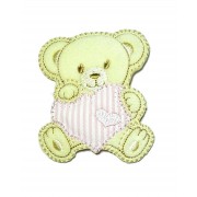 Marbet Iron-on Patch - Teddy Bear with Pink Heart